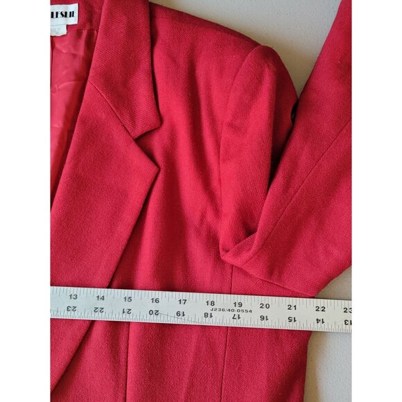 Joan Leslie Womens Red Wool & Nylon Blazer Size 16 With Gold Button Detail - Picture 2 of 16